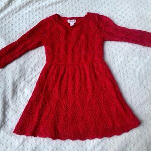 3t Girls Cat & Jack Red Knit sweater dress sparkle holiday festive